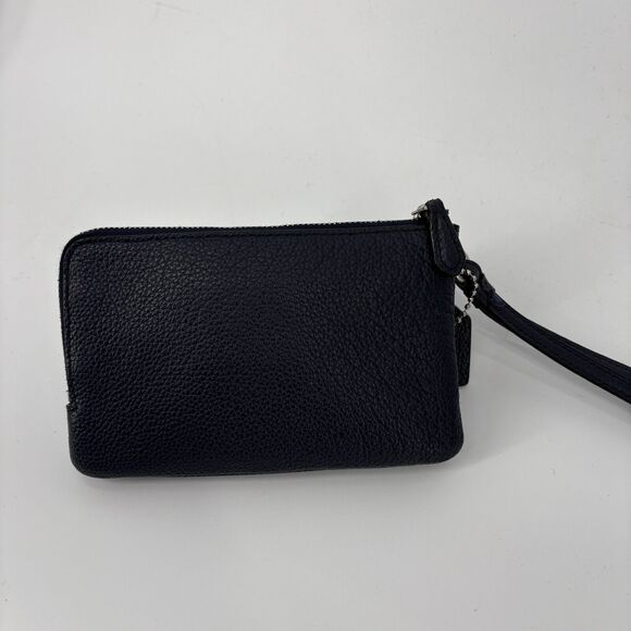 Coach Wristlet Leather Metallic Blue Peacock Silver Hardware - Picture 3 of 6